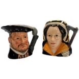 A Royal Doulton large character jug modelled as Henry VIII, D6642, and another modelled as Catherine