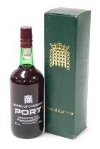 A bottle of House of Commons port, shipped and bottled by Martinez Gassiot & Company Ltd, boxed.