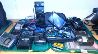 Radios and portable music players, including a Steepleton MW/FM radio, an Steepletone Airband radio,