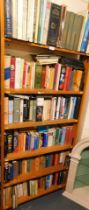 Six shelves of books, including biographies, historical, quotations, Paint Effects, Dog Breeds, etc.