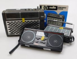 Portable radios, in the form of Pye radio, model 1280, a Philips stereo receiver and a four band rad