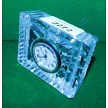 A small Waterford crystal clock, with Roman numerals to dial.