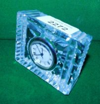 A small Waterford crystal clock, with Roman numerals to dial.