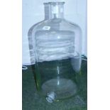 A large glass storage jar by Moncrieff, approximately 53cm high, 26cm diameter.