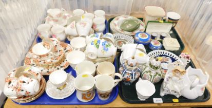 Ceramics, in the form of a large selection of part tea services, including unmarked with six cups, s