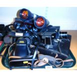 Various binoculars and cameras, including a Zenith camera and case, and Tormat 8EEZ 8mm camera.