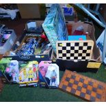 Power Ranger toys, boxed, glass chess set. (2 boxes)