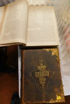 Two large leather bound bibles.