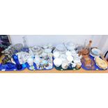 Ceramics and glassware including a gold coloured glass vase, bowls, a dressing table set, china to i