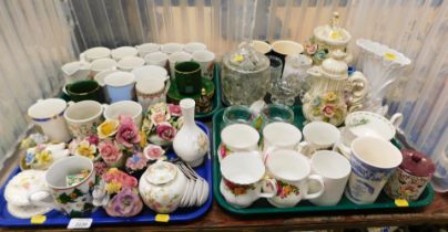 Ceramics and mixed glassware, ceramics to include large bowls, mugs, posy bowls, Oriental spoons, tr