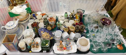 Ceramics, including a part studio coffee service, carnival glass vase, wines glass, cut glass drinki