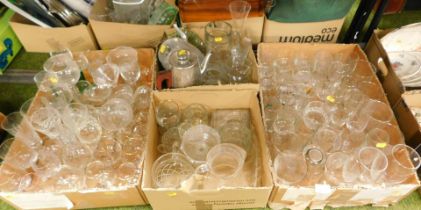 Glassware and metal wares, including coffee pots, glasses including dessert glasses, beer glasses, w