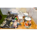 Miscellaneous items, including silver plated wares with coffee pot, teapot, milk, sugar, further cof
