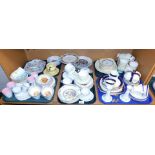 Miscellaneous ceramics, including white and gold tea services by Warwick, bone china yellow, cream a