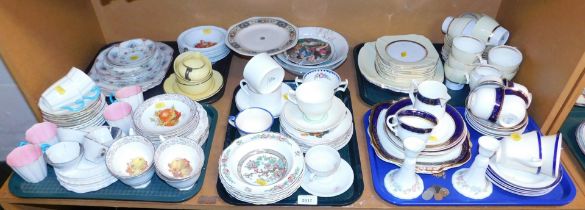 Miscellaneous ceramics, including white and gold tea services by Warwick, bone china yellow, cream a