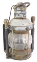 A Pascall Atkey and Sons Cowes metal ship's lantern, bearing brass plaque, 50cm high.