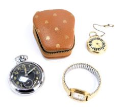 A collection of pocket watches and watches, comprising an Ingersoll stainless steel cased pocket