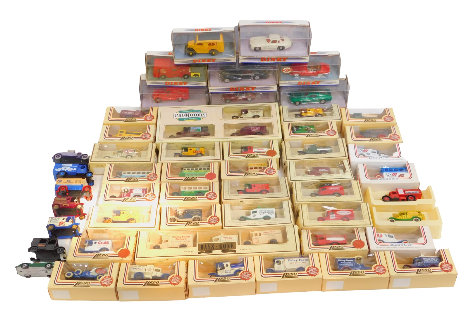 Various boxed diecast cars, Lledo, Days Gone, Dinky, Matchbox, etc.