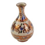 A late 20thC William De Morgan style pottery vase, of pear form with elongated neck, decorated