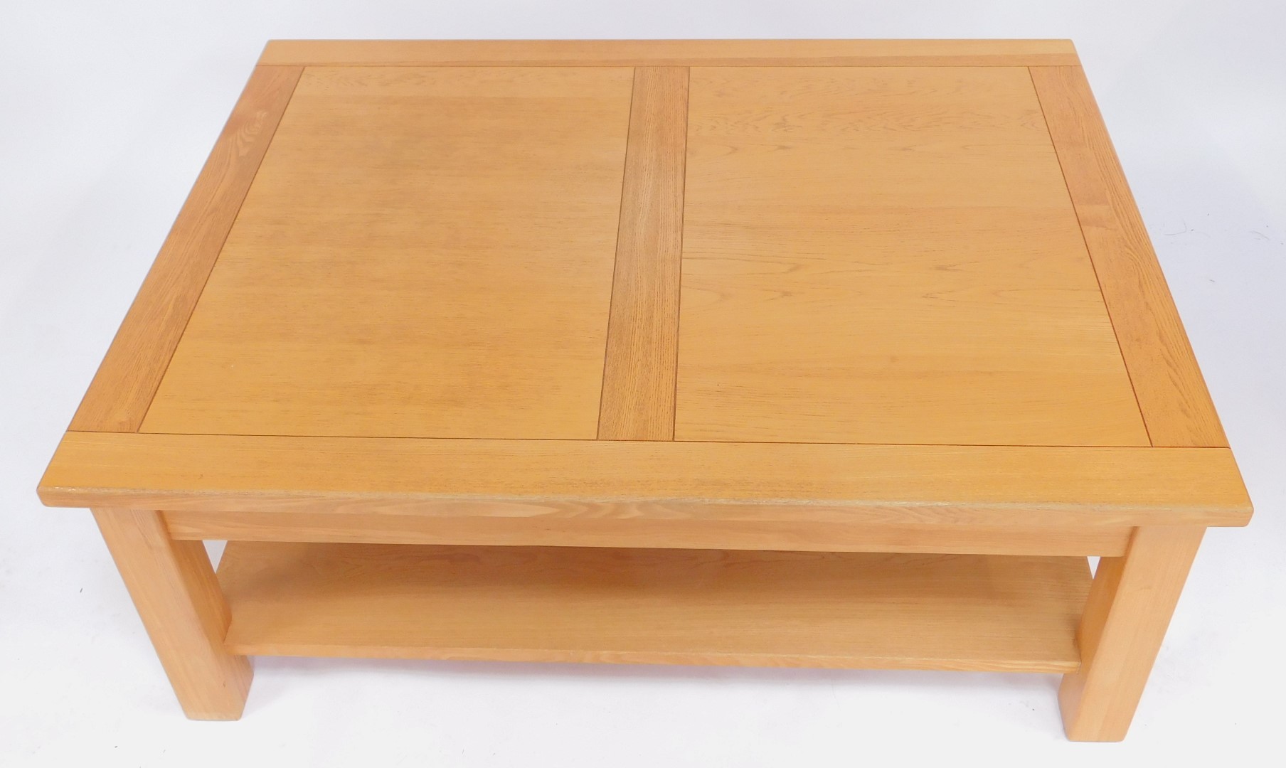 A Halo oak two tier coffee table, the rectangular top with carved line sections, raised on stiles, - Image 2 of 3