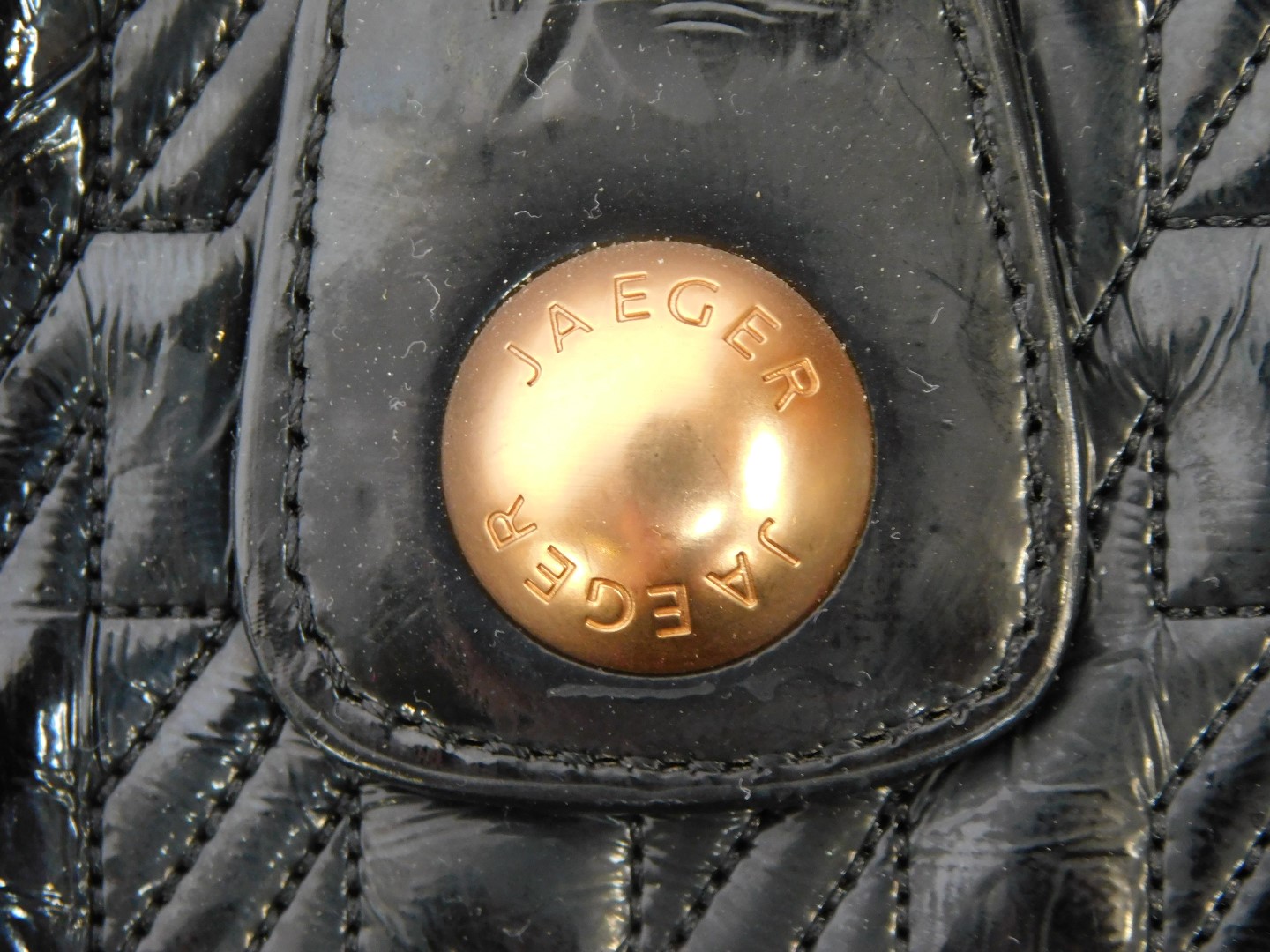 Two Jaeger handbags, comprising a black patent leather top handle bag, with bronzed hardware and - Image 3 of 3