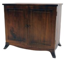 A mahogany collectors cabinet, the two panelled doors enclosing seven shallow drawers, on out