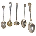 An Elizabeth II silver Kings pattern jam spoon, Sheffield 1962, Georgian silver mustard spoon,