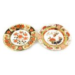 Two Royal Crown Derby porcelain plates, decorated in the Antique Chrysanthemum pattern, and the