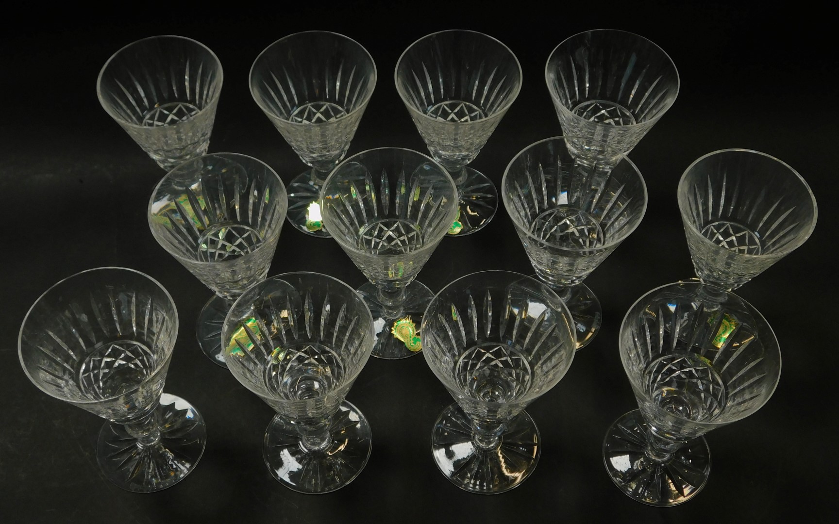 A set of twelve Waterford crystal Tramore pattern claret glasses, each 12.5cm high, some bearing - Image 2 of 4