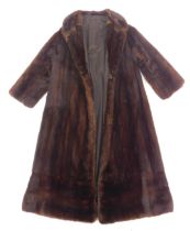 A brown mink full length coat, underarm measurement approx 40cm.