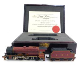 A Bachmann Branchline OO gauge Royal Scot locomotive and tender, in burgundy livery, numbered