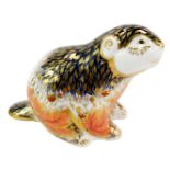 A Royal Crown Derby porcelain riverbank beaver paperweight, limited edition number 3327/5000,
