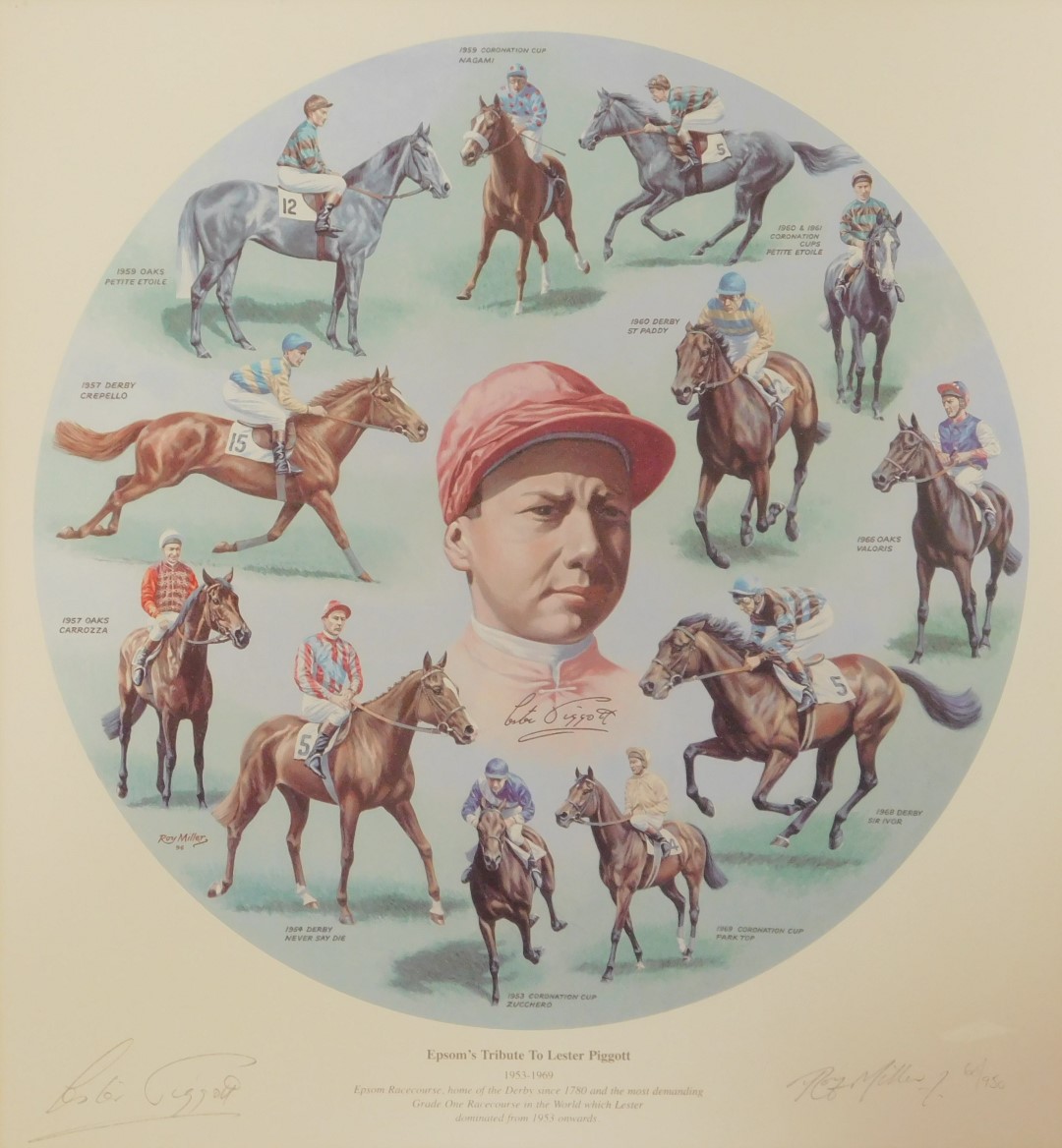 After Roy Miller. Epsom's Tribute to Lester Piggott 1970-1984, signed limited edition print by the - Image 5 of 8