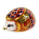 A Royal Crown Derby porcelain orchard hedgehog paperweight, an exclusive for the Royal Crown Derby