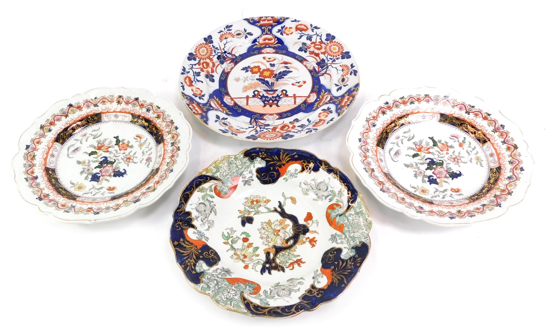 A group of 19thC and later Masons ironstone plates, one in the Imari pattern, 26cm diameter. (4)