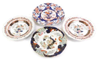 A group of 19thC and later Masons ironstone plates, one in the Imari pattern, 26cm diameter. (4)
