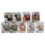 Pop! Games figures, comprising Nightmare Batman, Fire Storm, Cyborg, Super Man, Altair, Ezio,