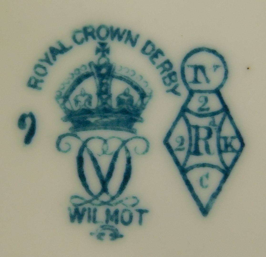 A Royal Crown Derby Wilmont pattern trio set, comprising cup, saucer and plate. - Image 3 of 4