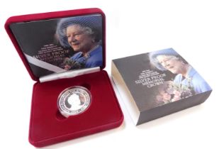A Royal Mint silver proof memorial crown, to commemorate Her Majesty The Queen Mother 1900-2002,