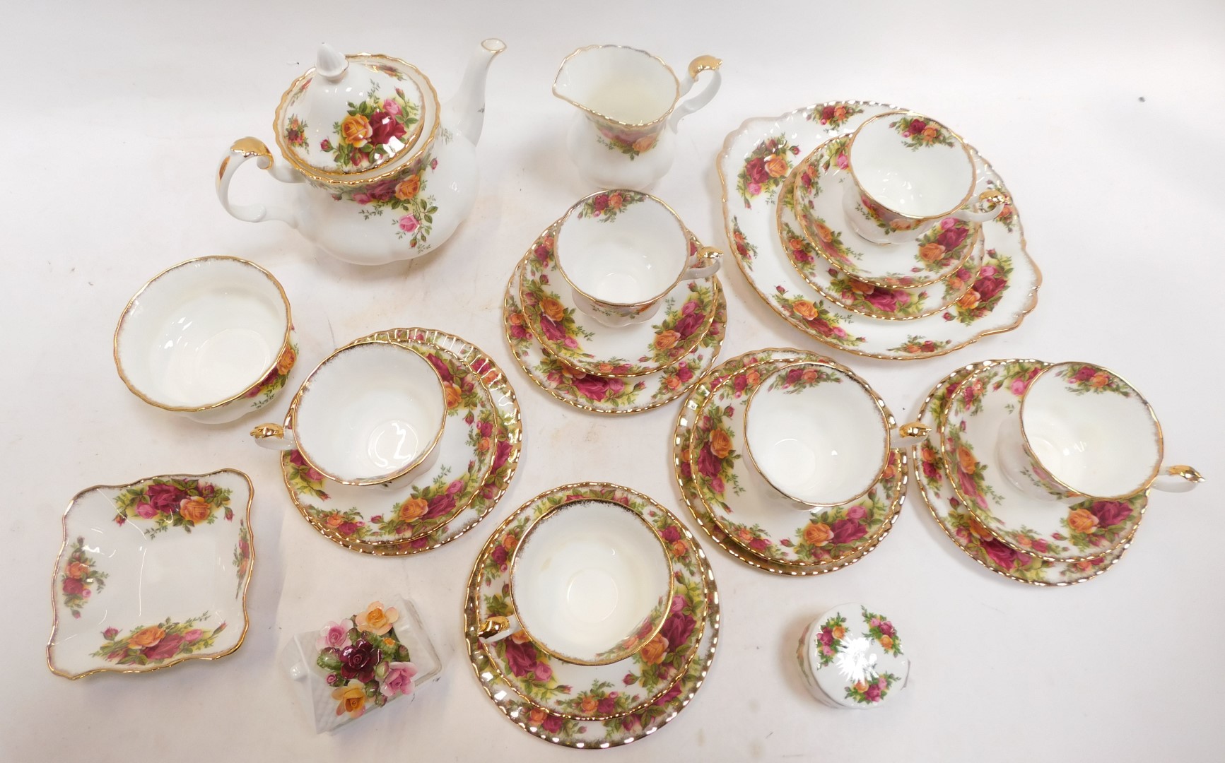 A group of Royal Albert teawares decorated in the Old Country Roses pattern, to include teapot, - Image 2 of 3