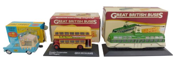 A Corgi Toys musical Wall's Ice Cream van, number 474, boxed, together with two Great British