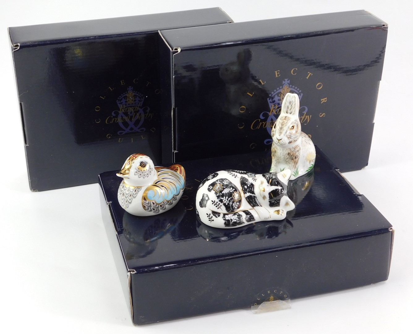 Three Royal Crown Derby porcelain paperweights, comprising Nibbles, Misty and Collectors Guild - Image 2 of 3