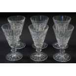 A set of six Waterford crystal Tramore pattern sherry glasses, 12cm high, each stamped.