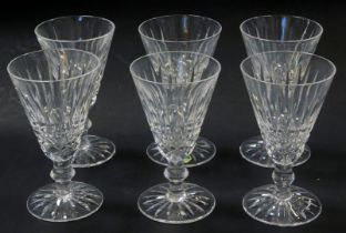 A set of six Waterford crystal Tramore pattern sherry glasses, 12cm high, each stamped.