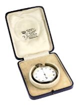 A 20thC silver pocket watch, with white enamel Roman numeric dial, blue hands and seconds dial,