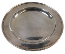 A Victorian silver salver, with ribbed border and inset tray, maker CB, London 1863, 23cm