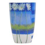 A Royal Worcester porcelain vase decorated in the Stepping Stones pattern by Nel, of tapering oval