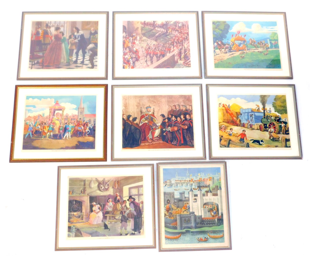 After Lance Catermole. Various works, comprising Queen Elizabeth Going in Procession, 38cm x 47cm,