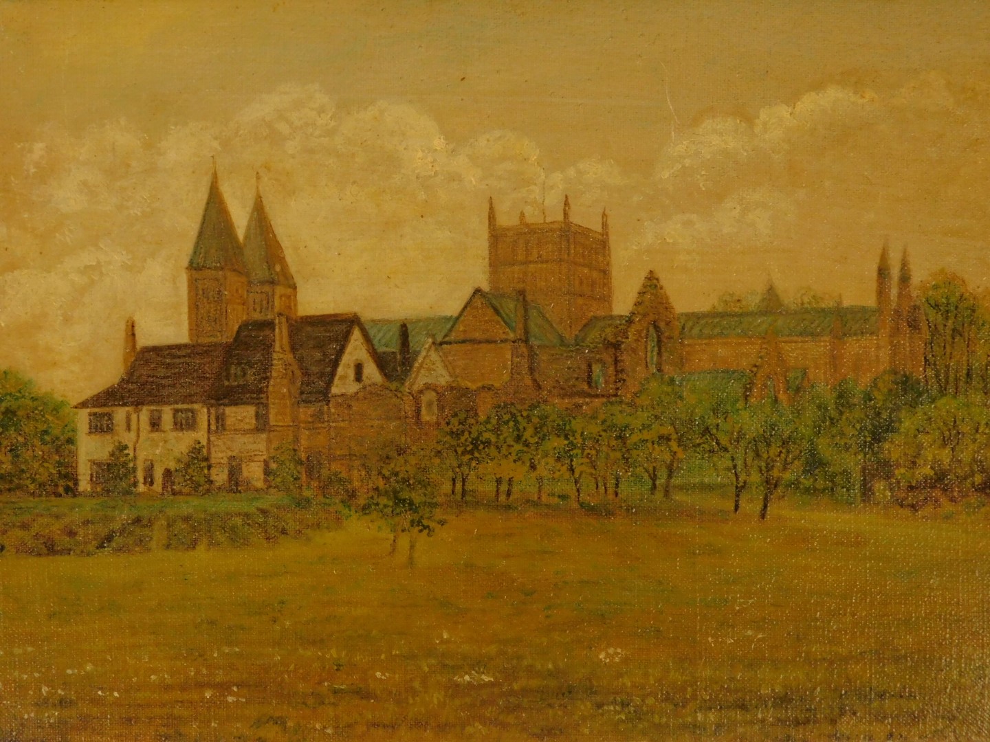 A Chambers (early 20thC School). Bishop's Manor Southwell, oil on canvas, signed and dated 1916 - Image 3 of 3