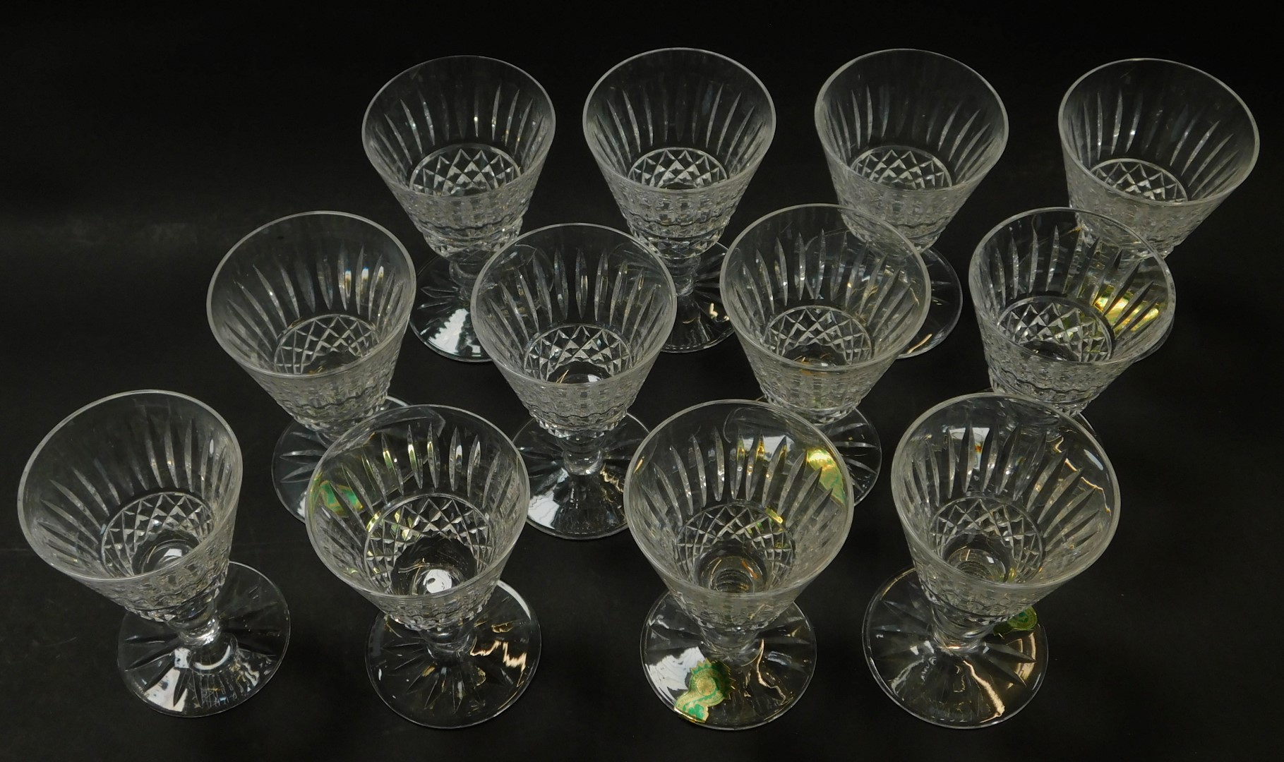 A set of twelve Waterford crystal Tramore pattern port glasses, each 10cm high, some with paper - Image 2 of 4